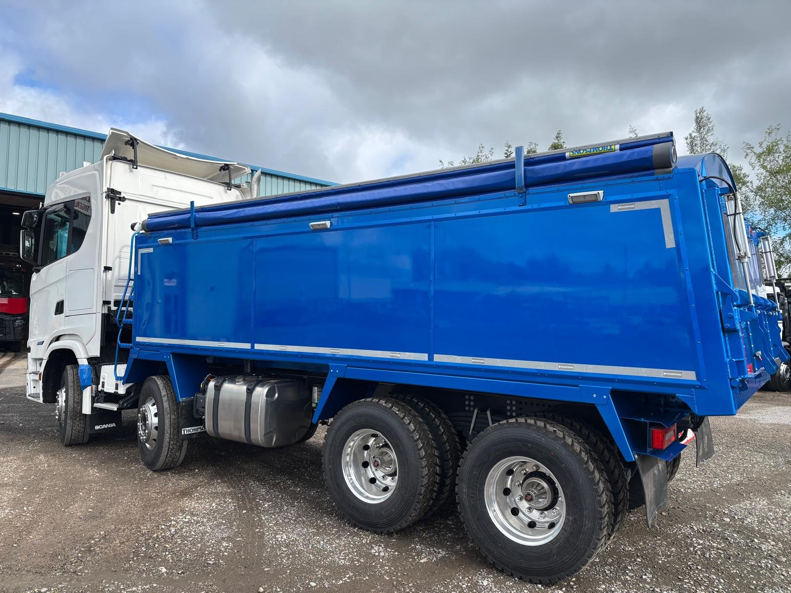 Painted blue commercial body